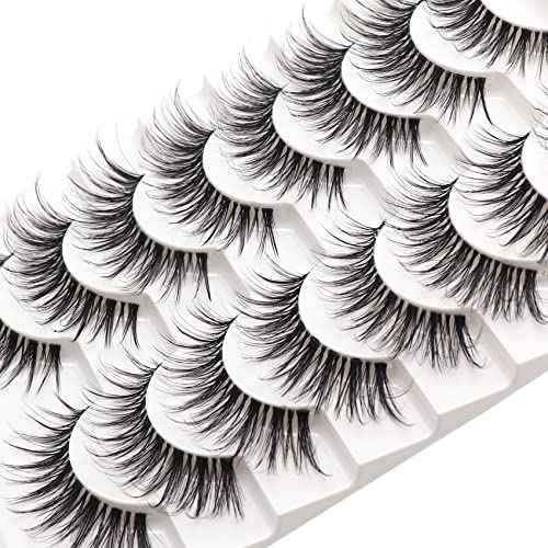 Losha Eyelashes Wispy Lashes Natural Look 8 Pairs Clear Band False Eyelashes Handmade Reusable Fake Eye Lashes Pack (G1)