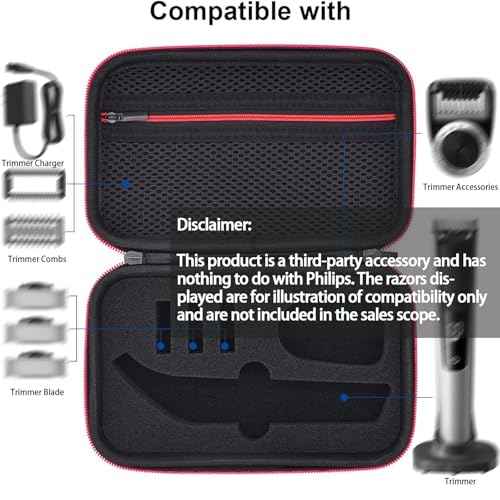 LinMei Travel Trimmer Case Compatible with One Blade QP6510/70 QP6520/70 Pro Wet Dry Electric Shaver Hard Portable Storage Carrying Case for Shavers and Accessories