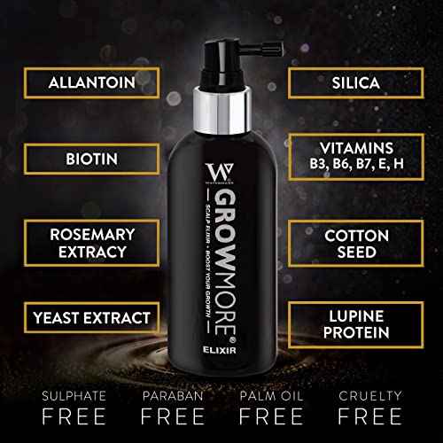 Watermans Grow More Hair Growth Serum | Supports Thicker, Stronger Hair with Biotin, Rosemary & DHT Blockers | Lightweight, Fast-Absorbing & Vegan | Helps Improve Scalp Density ? 3.4 fl oz