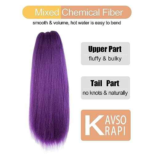 Purple Braiding Hair 20 Inch Pre Stretched Hair Long Straight Crochet Braids Yaki Texture Synthetic Fiber 4 Packs (Dark Purple)