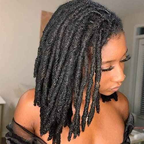 6inch 50 Strands Human Hair Dreadlock Extensions for Women/men 0.6cm Thickness 50 Strands 100% Handmade Can Be Dyed,Curled and Bleached Natural Black Permanent Loc Extensions Real Human Hair