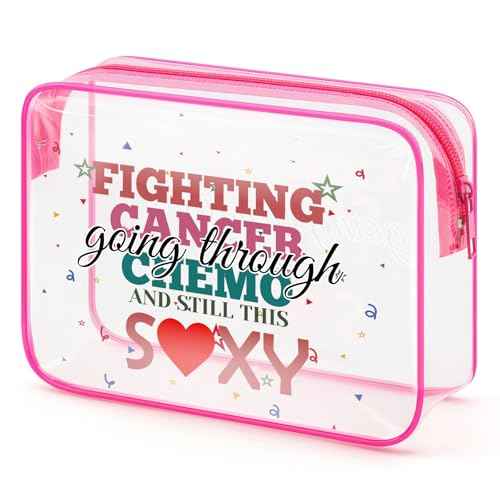 Cancer Awareness Gift for Women Makeup Bag Inspirational Chemo Cancer Survivor Cancer Fighter Cancer Warrior Gift for Cancer Patient Friend Breast Cancer Travel Cosmetic Organizer Portable Makeup Case