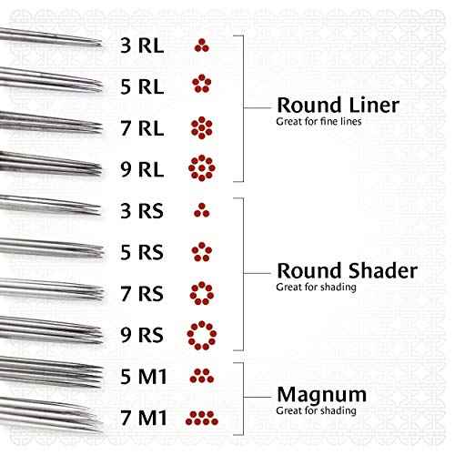 One Tattoo World 50 Pcs 7 Round Shader Sterilized Tattoo Needles, OTW-50-7RS