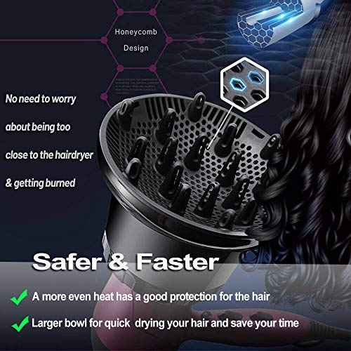 Hair Diffuser, Hair Dryer Diffuser Attachment for Curly and Natural Wavy Hair, Professional Blow Dryer Diffuser, Adjustable from 1.4 Inch to 2.6 Inch