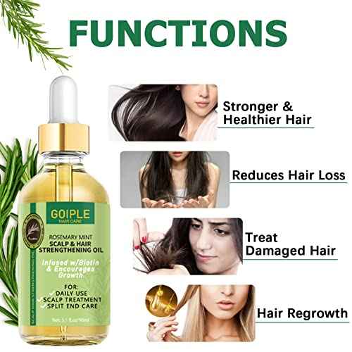 WOZUTUNT Rosemary Oil for Hair Growth, 3.1 FL OZ, Pure Natural Scalp Oil with Essential Oils, Nourishing Treatment for Split Ends, Dry Scalp