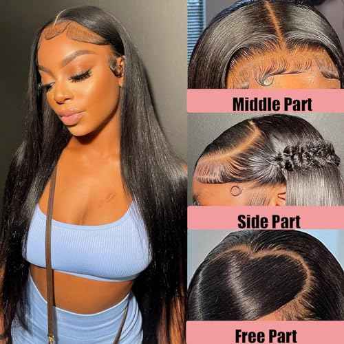 MYSTERY Straight Lace Front Wigs - Human Hair, 13x4 Lace Front Wigs, 150% Density HD Lace Frontal Wigs for Women - Natural Black with Baby Hair, 20 Inch