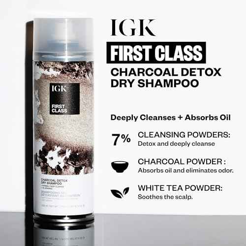 IGK FIRST CLASS ?Charcoal Detox Dry Shampoo for Oily Hair | Balances Oil + Soothes Scalp + Volumizes | Vegan + Cruelty Free