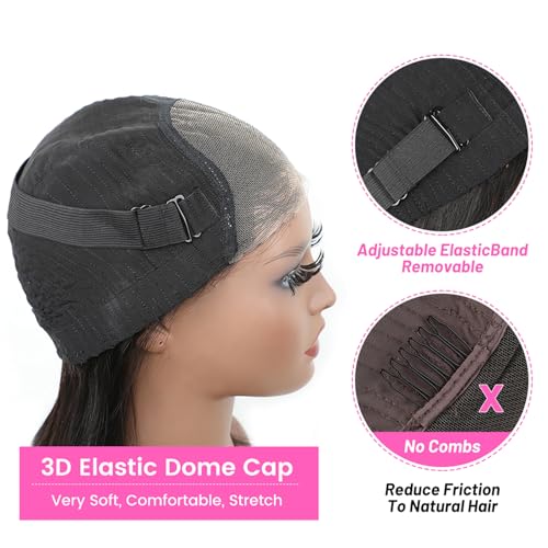 BLY 6x4 HD Lace Glueless Bob Wig Classic Yaki Human Hair Kinky Straight Hair Ready to Wear and Go Short Bob Lace Pre Cut Pre Plucked for Women Natural Black Color Hair 16 Inch