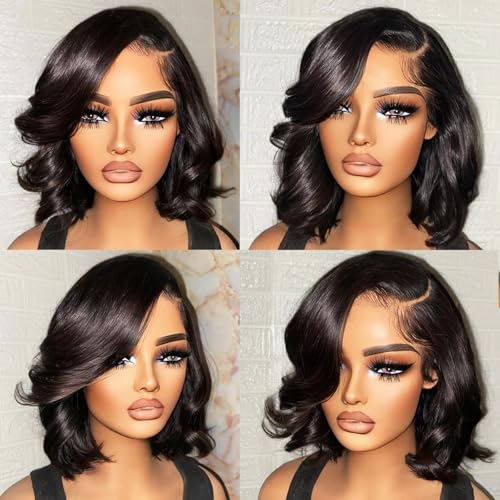Bob Wig Human Hair 13x6 Body Wave Lace Front Wigs Human Hair 200% Density Wigs for Women (12 Inch)
