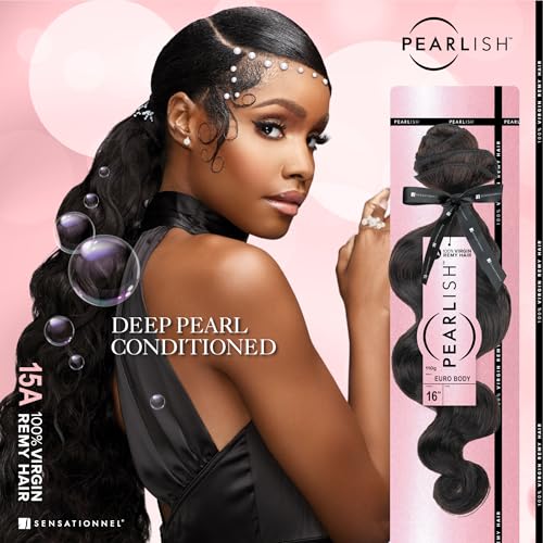 Sensationnel Pearlish bundle human hair - euro body deep pearl conditioned 15a soft remy beauty supply sew in or glue on bundles (18 Inch, NATURAL/BLACK)