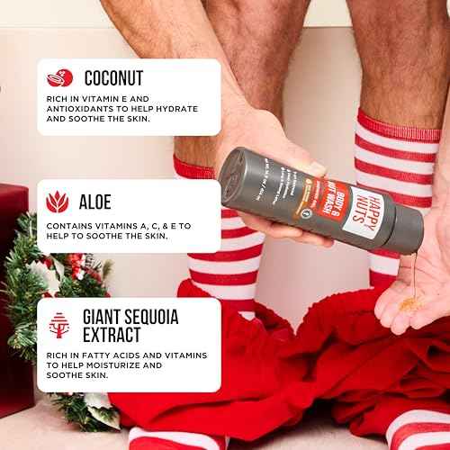 HAPPY NUTS Big Wood Body and Nut Wash - Moisturizing Men's Shower Gel, Natural Bodywash with Deep Cleanse for Sensitive Skin - Men's Body Soap (3 Pack, Big Wood)