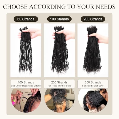DAIXI Handmade Interlocking Sisterlocks Curly Tips 100% Real Human Hair Permanent Micro Locs Extensions Natural Looking Soft Dreadlocks Can Be Bleached and Dyed.(1B - 0.2cm, 6 Inch 60 Strands)