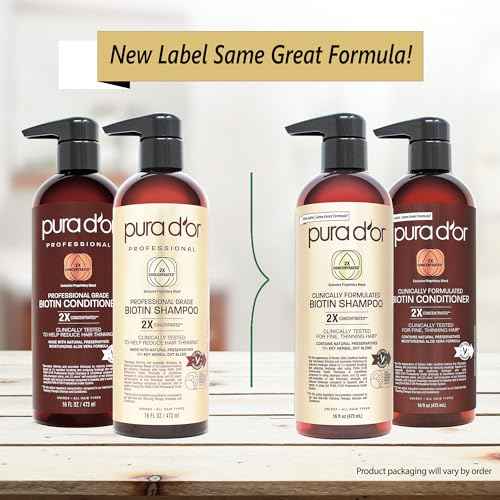 PURA D'OR Clinically Formulated Biotin Shampoo & Conditioner For Hair Thinning - 2X Concentrated Proprietary Herbal Blend Thickening Products For Women & Men, Sulfate Free, 16oz x2