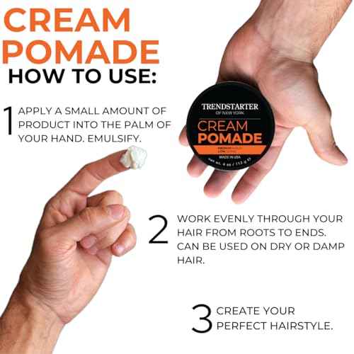 TRENDSTARTER - CREAM POMADE (4oz) - Medium Hold - Low Shine - Water-Based All-Day Hold Premium Hair Styling Pomade Putty Products