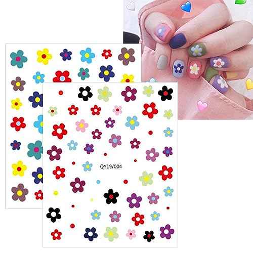 JMEOWIO 14 Sheets Cute Nail Stickers for Kids Nail Art Stickers Decals Self-Adhesive Pegatinas U?as Rainbow Flower Fruit Nail Supplies Nail Art Design Decoration Accessories