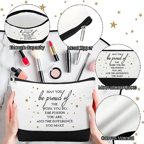 Cunno 30 Pcs Canvas Zipper Pouch Bulk Inspirational Quotes Makeup Bags 6 Style Women Employee Christmas Appreciation Gifts for Emergency Nurse Teacher Travel Toiletry Organized(Classic)