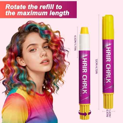 Girl Gifts Hair Chalk£¬10 Color Temporary Kits Low stimulation Washable Hair Dye Colourful Pens.for Makeup Toy Kids Ages 6-13 Years Old£¬Birthday Gifts Halloween Christmas & Festival Party