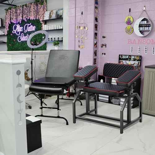 Poarmeey Tattoo Arm Rest Combo Tattoo Chair for Artist Two Large Tattoo Arm Rest Stand with Adjustable High Angle XXL Tattoo Chair with Backrest for Tattoo Studio