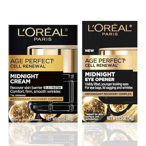 L’Oreal Paris Age Perfect Anti-Aging Midnight Face Cream + Midnight Eye Cream, Smooths Wrinkles & Reduces 8 signs of Eye-Aging + Face Cream Face Serum Samples