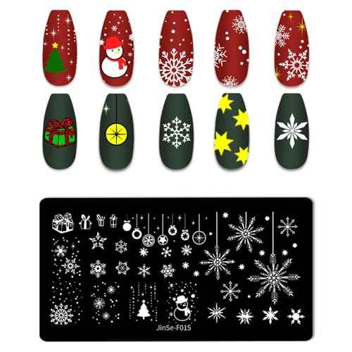DANNEASY 6 Pieces Christmas Nail Stamping Plate Nail Stamps Nail Stencils Nail Art Stamping Kit Snowflake Plates for Nails Design Manicure Template Tools Acrylic Nail Accessories