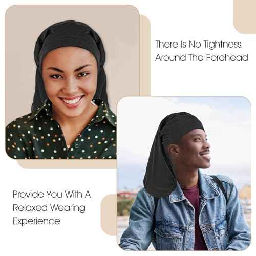 Unisex Dreadlock Cap,10 Pieces Spandex Dreadlock Caps Black Long Hair Dreads Head Wrap Sleep Bonnet Full Cover for Men Women