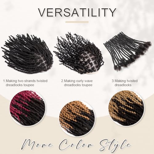 DAIXI Curly Wave Loc Extensions Human Hair, 100% Real Human Hair Dreadlock Extensions for Man/Women Handmade Permanent Dread Extensions Can Be Dyed Bleached Twisted (0.4cm, 1B, 8 Inch 30 Strands)