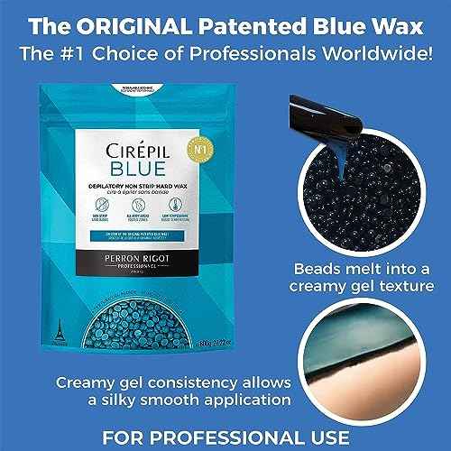 Cirepil - Blue - 400g - 14.11 oz Wax Beads Bag - All-Purpose, Unscented & No Strip Needed - Perfect for Sensitive Skin - Fluid Gel Texture, Easy Removal, Peel-Off Wax