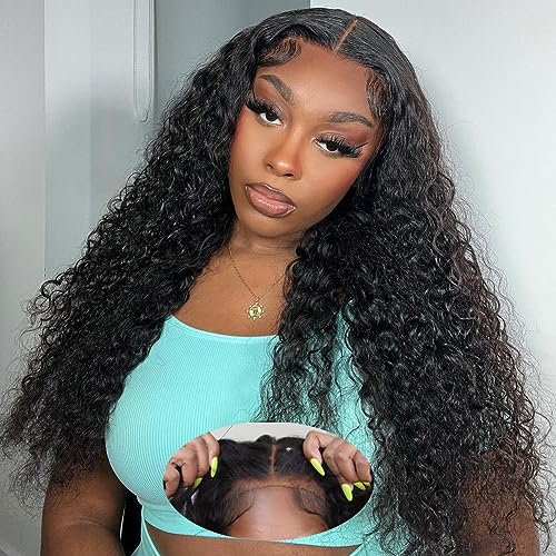 Metamuclia Wear and Go Glueless Wig Water Wave Wigs Human Hair Pre Plucked Pre Cut Lace 180 Density 4X4 HD Lace Closure Wigs for Women Upgraded No Glue Wet and Wavy Lace Front Wigs with Baby Hair 18"