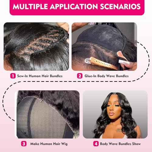 Body Wave Bundles Human Hair 16 18 20 Inch Human Hair 3 Bundles 100% Unprocessed Brazilian Raw Weave Bundle Human Hair Extensions for Black Women Natural Color