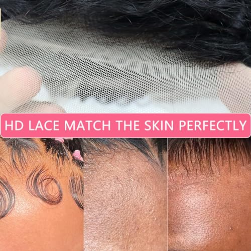 24 Inch Water Wave Lace Front Wigs Human Hair Wigs for Black Women 180% Density 5x5 HD Lace Front Glueless Wigs Human Hair Pre Plucked with Baby Hair Deep Curly Lace Frontal Human Hair Wig