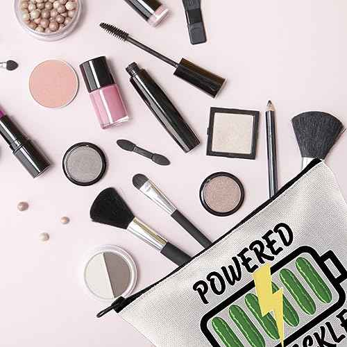 TSOTMO Funny Pickle Cosmetic Bag Pickle Food Gift Powered By Pickles Zipper Pouch Makeup Bag (BY PICKLES)