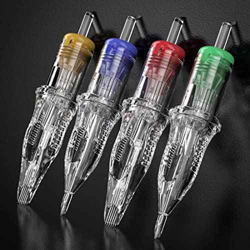 Dragonhawk Extreme Tattoo Needles Cartridges - 50PCS Mixed Sizes 1007RM 1009RM 1203RL 1205RL 1207RL Professional Disposable Round Liner Magnum Needles for Lining Shading