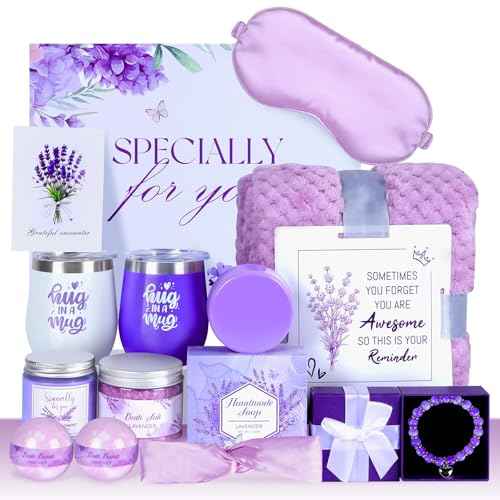 Kaulbiat Get Well Soon Gifts Baskets for Women Self Care Gifts, 12pcs Happy Birthday Gift Basket for Women Unique Gifts Set Ideas Relaxing Birthday Box w/Blanket for Her Mom Best Friends Female Sister