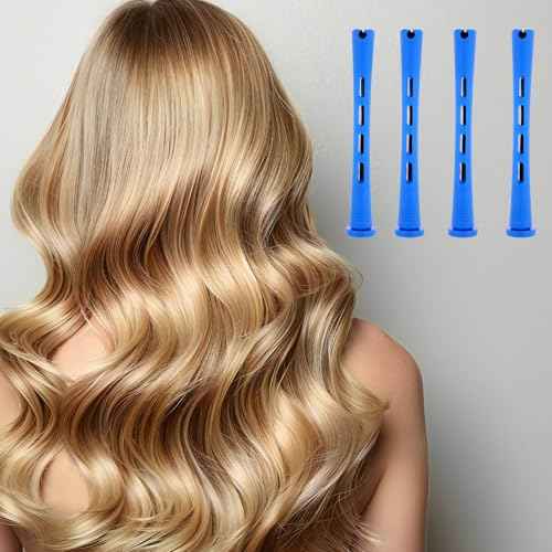 30 Pcs Perm Rods For Short Hair Plastic Cold Wave Rods Hair Curling Rollers Curling Roller Perm Rod Small Hair-Rollers for DIY Styling (Blue, 0.47 Inches)