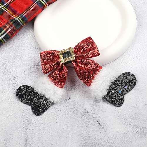 Doneace Red Sparkly Sequin Big Bow Christmas Stocking Hair Clip Glitter Bows Barrettes Christmas Hair Accessories for Girls Women Xmas Party Gifts (Type C, 1 Count, Pack of 1)