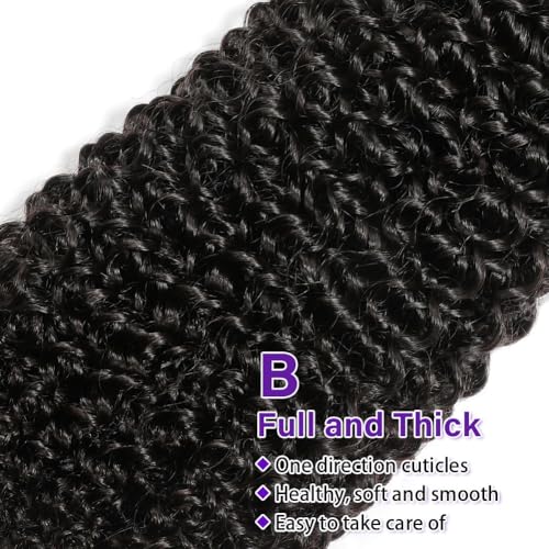 Kinky Curly Bundles Human Hair 10 12 14 Inch 3 Bundles Human Hair 300g 100% Unprocessed Brazilian Virgin Raw Hair Extensions Natural Black Weave Real Human Hair Bundles for Women