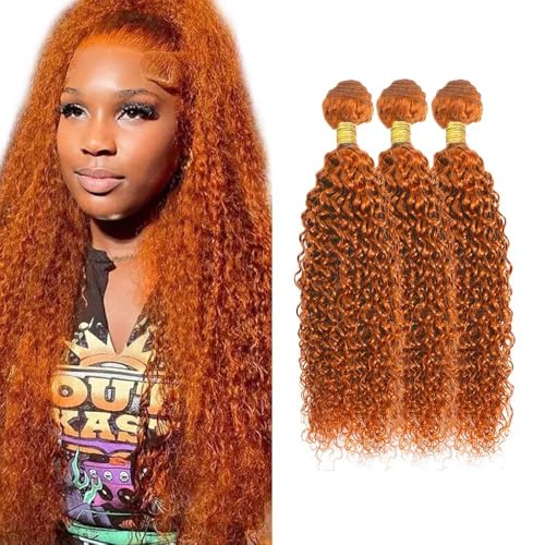 Brazilian Human Hair Bundles 26 28 30 inch Orange Jerry Curly Bundles 350 Color Human Hair Ginger Orange Unprocessed Virgin Quick Weave Hair for Black Women