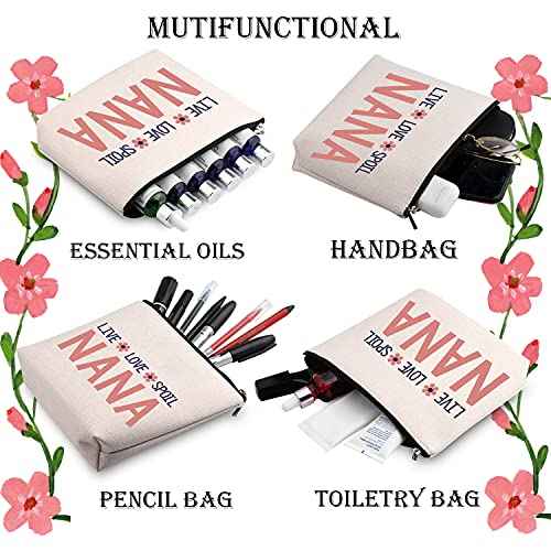 WCGXKO Nana Gift Grandma Mother¡¯s Day Gift Nana Zipper Makeup Bags Travel Waterproof Toiletry Bag Accessories (LIVE LOVE SPOIL NANA)