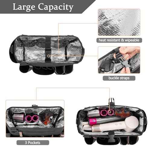 BAFASO Insulated Hairdresser Bag with Adjustable Waist Belt and Shoulder Strap, Multifunctional Barber Case for Hair Cutting Tools and Hot Tools, Black