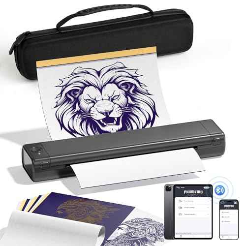 Tattoo Stencil Printer, Tattoo Machine with 10 Sheets Tattoo Transfer Paper, Tattoo Copier Printer Kit for Tattoo Artist, Compatible with Phone & Laptop, with 1 Case