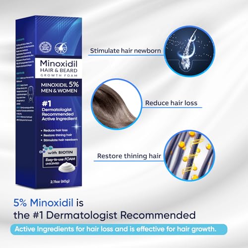 5% Minoxidil Foam for Men and Women, Minoxidil for Men Foam for Hair and Beard, Minoxidil for Women Hair Growth (6 Ounce)