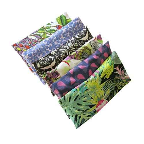 Lavender Eye Pillow Gift Pack (6) Bulk - Lavender Chamomile Flax Weighted - Removable Cover Washable Refillable for Yoga Aromatherapy Massage Sleep - tropical green blue pink