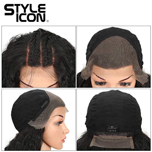 Style Icon Easy-360 Lace Wigs 29¡± Free Part Lace Frontal Wigs Synthetic Wigs Black Lace Wig Density 130%(29", 1B)