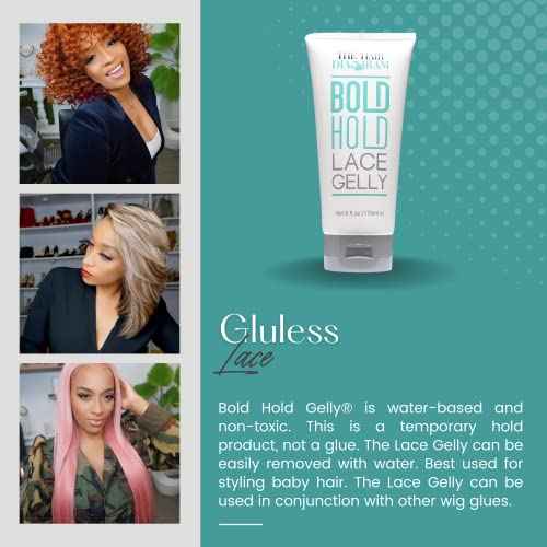 The Hair Diagram - Bold Hold Lace Gelly - Glueless - Temporary Daily Hold for Lace Front Wigs and Hair Systems - Styling Agent for Baby Hairs - Non Toxic - Alcohol Free - Water Based Formula - 6oz