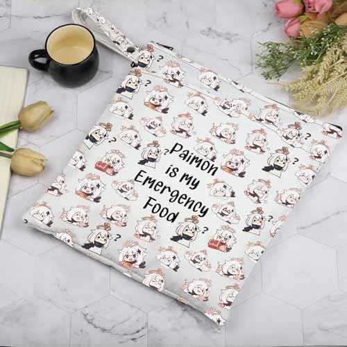 JXGZSO Anime Inspired Novelty Cosmetic Bag Paimon is my Emergency Food Traveller Gift Anime Lover Gift