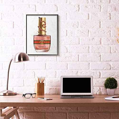 Stupell Industries Makeup Nail Polish Brush Pink Silver Drip Fashion Design Canvas Wall Art, Multi-Color