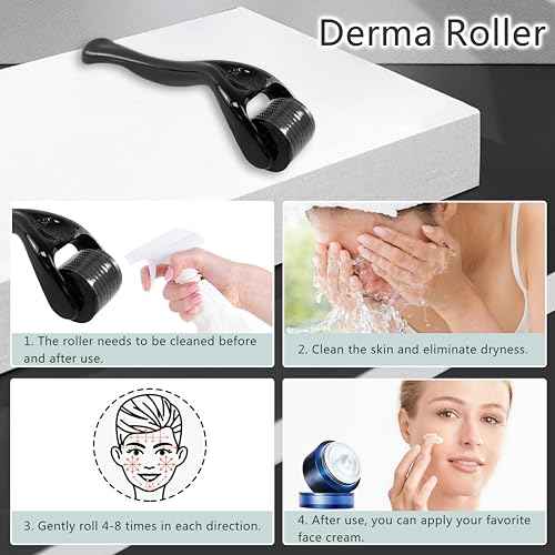Derma Roller Microneedling Roller for Face - 0.25mm, (Black)