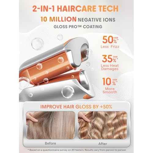 SHEGLAM Hair Beach Babe Hair Waver 2 Barrel Crimper 1 Inch with Smart Timer & Adjustable Temps Dual Voltage, Anti-Scald, Easy to Use
