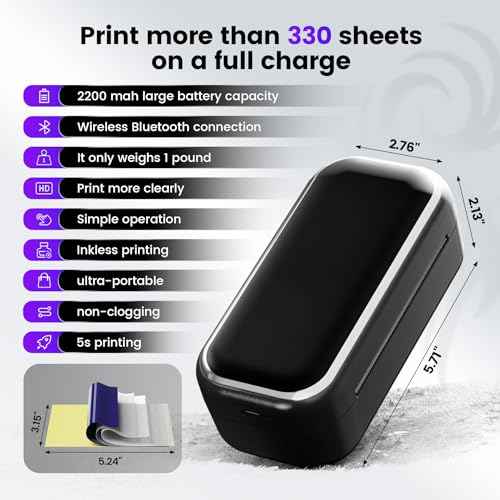 Tattoo Stencil Printer, TP31 Mini Thermal Tattoo Printer Machine with 30pcs Transfer Paper, Bluetooth Stencil Printe for Temporary Tattoos, Artists & Beginners, Compatible with Smartphone & Tablet