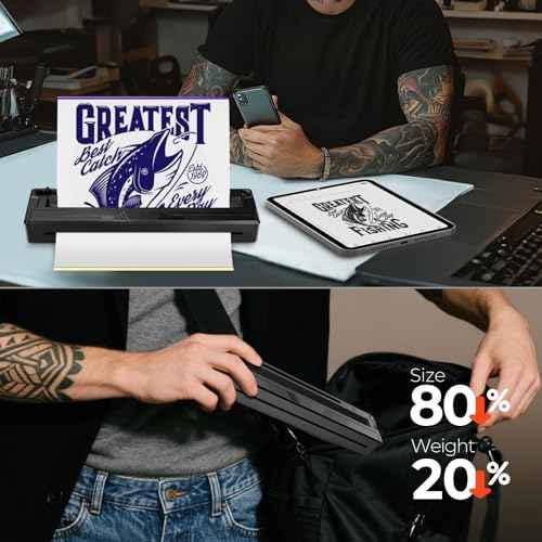 New Tattoo Stencil Printer - Wireless Bluetooth Thermal Kit with 10 Transfer Papers, Fits Custom-Size A4-A8 Width Thermal Paper, Works for Phones/Tablets/PC/Mac, for Artists & Beginners (Black)
